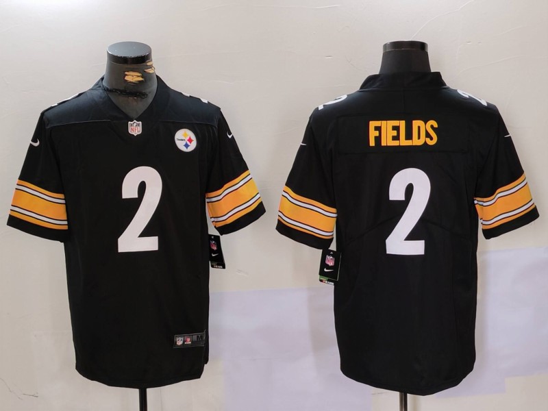 Men Pittsburgh Steelers #2 Fields Black 2024 Nike Limited NFL Jersey style 3